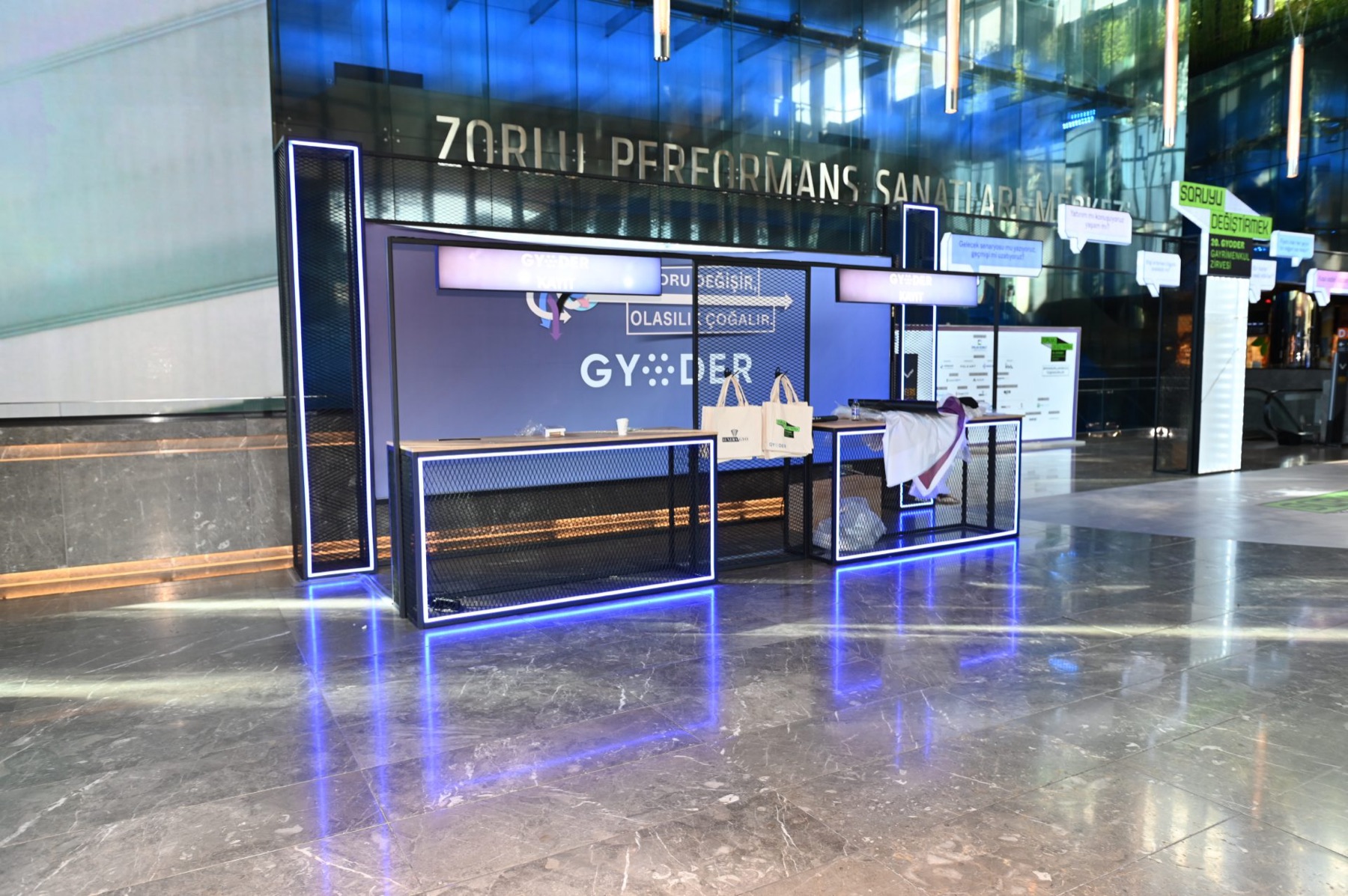 Branded registration desk in the venue foyer
